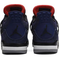 This is the back side shoe of Air Jordan 4 Retro Winter 'Loyal Blue'.