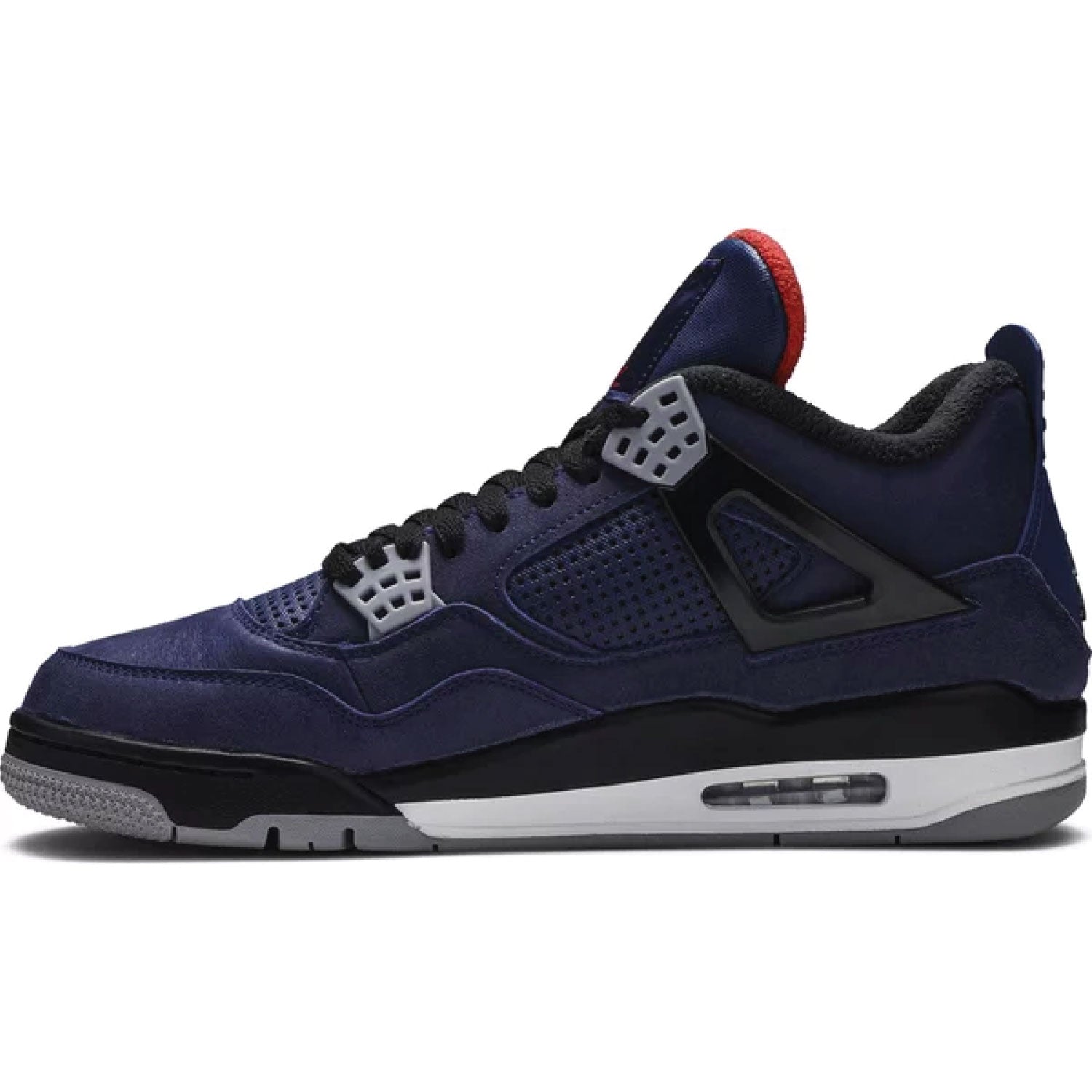 This is the left side shoe of Air Jordan 4 Retro Winter 'Loyal Blue'.