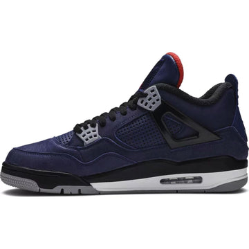 This is the left side shoe of Air Jordan 4 Retro Winter 'Loyal Blue'.